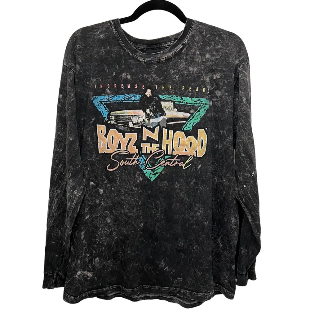 Unisex Boyz N The Hood Black Gray Acid Wash Long Sleeve Graphic Tee - L